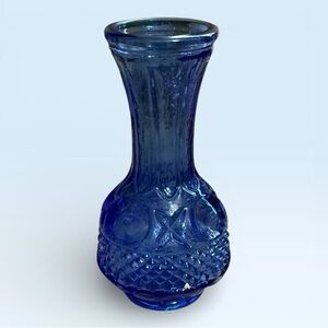 Vintage Cobalt Blue Thumbprint 4” Vase